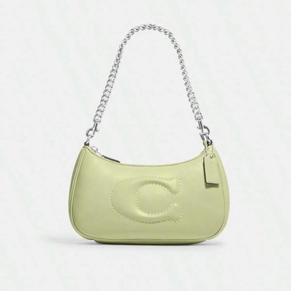 Coach Light Green Shoulder Bag with Silver Chain